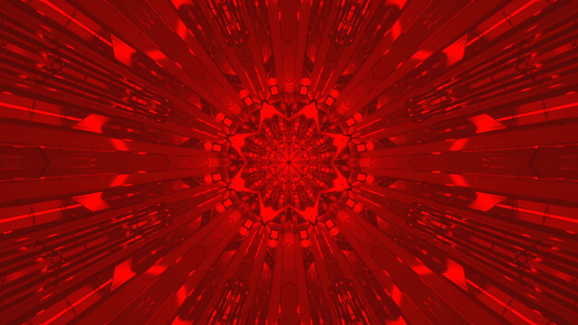 Crveni Neon Tunel Kaleidoskop 4K UHD 60fps Čuvar Zaslona VJ Loop