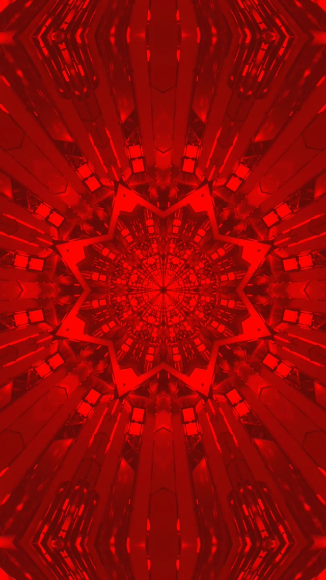 Crveni Fraktal Zvijezda Neon Tunel VJ Loop 9:16 Reels 60fps Čuvar Zaslona