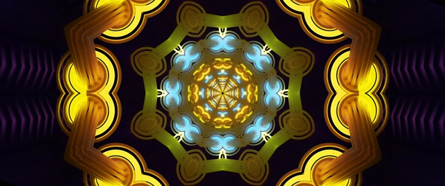 Zlatni Neon Tunnel Kaleidoskop Čuvar Zaslona 2.39:1 Cinemascope 60fps VJLoops