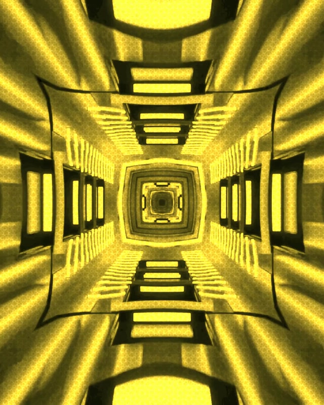 Vj loop Neon Tunnel Yellow Recursive Square Vortex 60fps 4:5 Instagram Screensaver