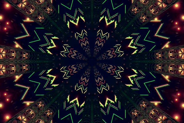 Neon Alagút Kalejdoszkóp Zöld Képernyővédő 3:2 Surface 60fps VJ Loop