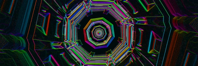 Neon Tunnel Octagon Vortex 3:1 Triple Wide 60fps VJ Loop Screensaver