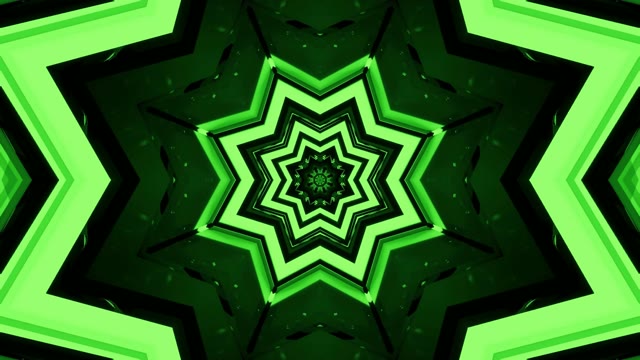 Zöld Geometrikus Csillag Kaleidoszkóp VJLoops - Absztrakt Neon Mozgás Háttér