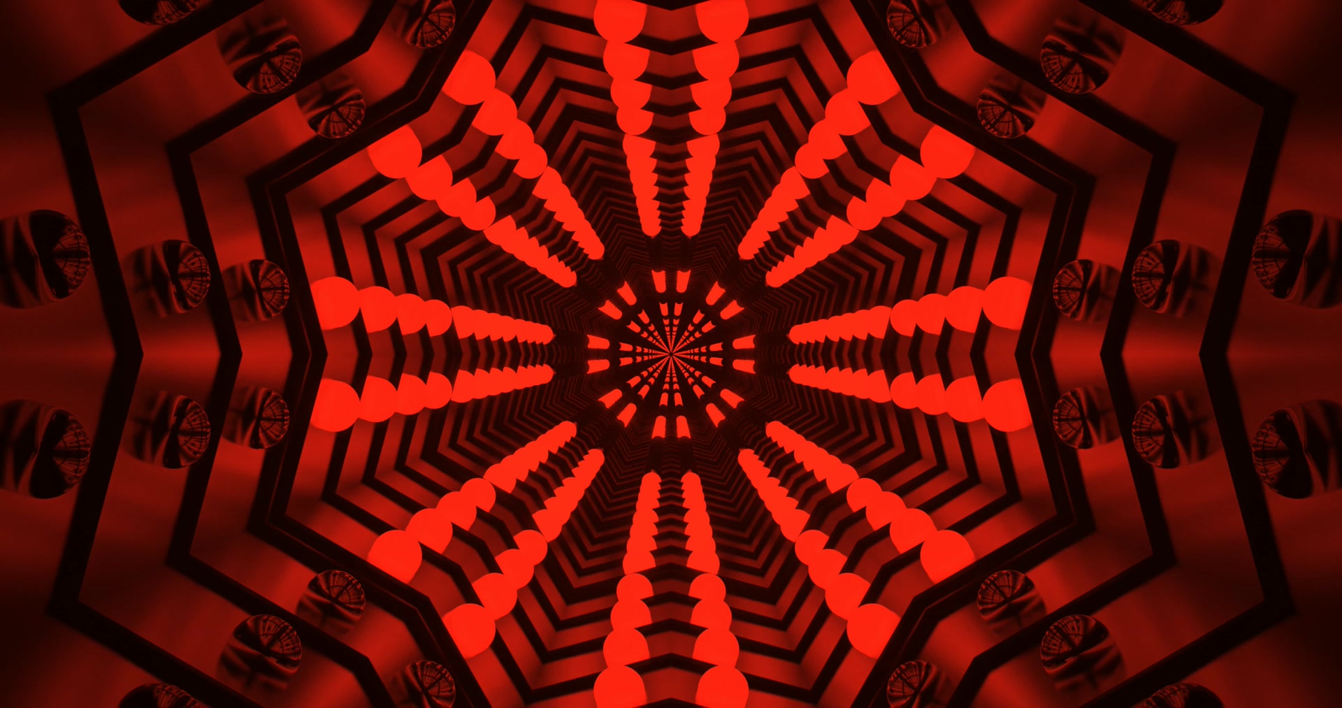 Terowongan Neon Merah Kaleidoscope 4K UHD 60fps Screensaver VJ Loop