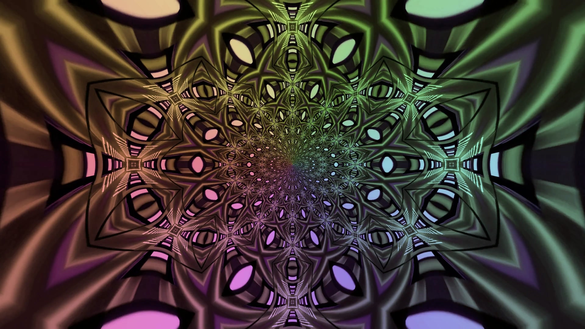 Terowongan Neon Fraktal Screensaver 4K UHD 60fps screensaver pc VJLoops