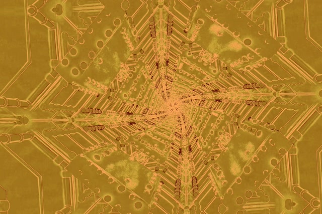 Terowongan Neon Sirkuit Emas Kaleidoscope VJ Loop 3:2 Surface 60fps Screensaver