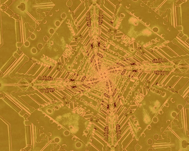 Terowongan Neon Sirkuit Emas Kaleidoscope Vj Loop 5:4 industrial 60fps screensaver