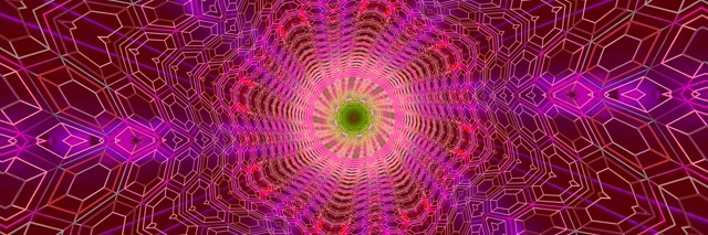 Neon Tunnel Kaleidoskop Fraktal 3:1 Triple Wide 60fps Screensaver VJ Loop