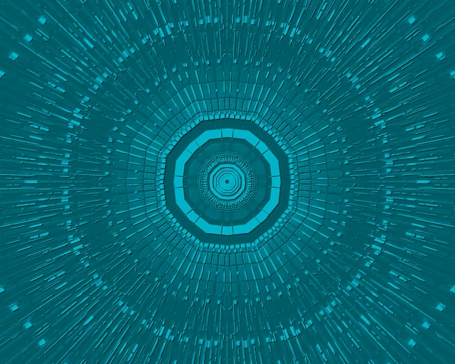 Neon Tunnel Oktagon Teal VJ Loop 5:4 Industrial 60fps Screensaver