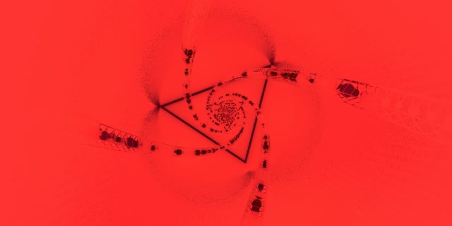 Terowongan Neon Segitiga Spiral Merah VJLoops 2:1 Univisium 60fps Screensaver