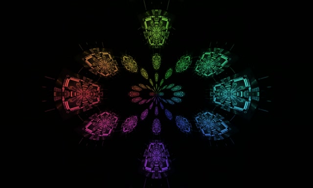 Terowongan Neon Mekar Fraktal Pelangi Vj Loop 5:3 Wide 60fps Screensaver