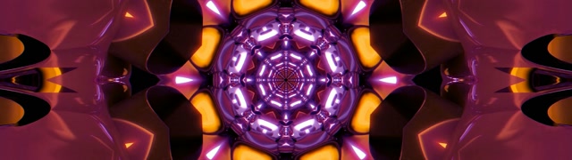 Terowongan Neon Ungu Kaleidoskop Screensaver 32:9 Super Ultrawide 60fps VJ Loop