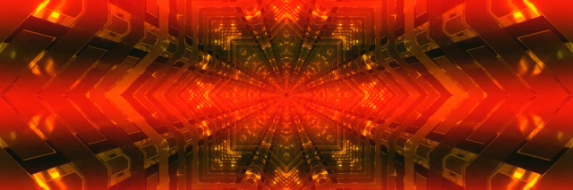 Terowongan Neon Merah Kaleidoskop Ledakan Bintang Vj Loop 3:1 Triple Wide 60fps Screensaver
