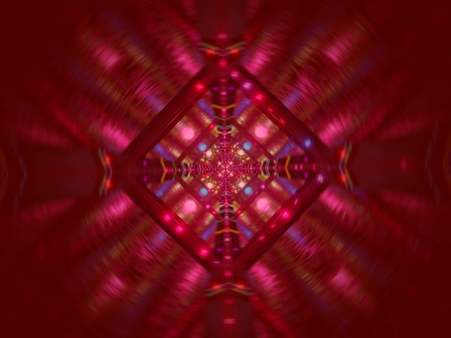 VJ Loop Neon Tunnel Red Diamond Kaleidoscope 4:3 Classic 60fps Layar Pengganti