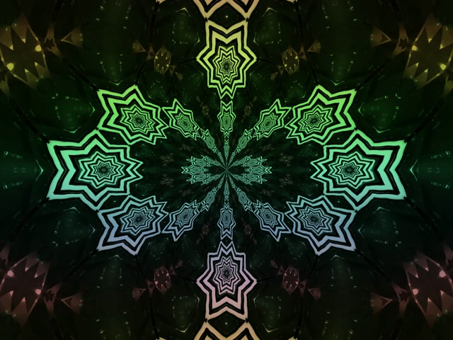 Terowongan Neon Kaleidoskop Bintang 4:3 Classic 60fps Screensaver VJ Loop