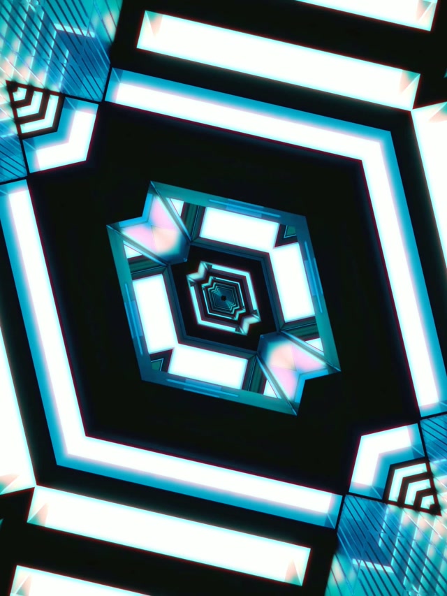 Terowongan Neon Cyan Berlian Vortex VJLoops 3:4 iPad Portrait 60fps Screensaver