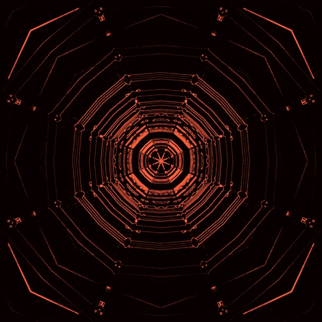 Terowongan Neon Oktagon Merah VJLoops 1:1 Square 60fps Screensaver