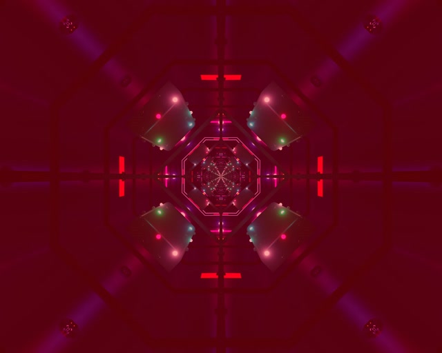Terowongan Neon Pusaran Oktagon VJLoops 5:4 Industrial 60fps Screensaver