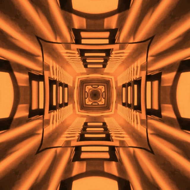 Terowongan Neon Pusaran Kaleidoskop Oranye VJ Loop 1:1 Persegi 60fps Screensaver