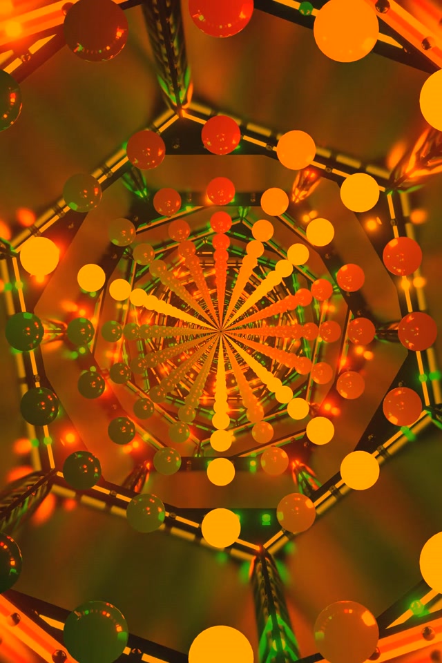 Orb Terowongan Neon Oranye 60fps Screensaver PC 2:3 Portrait VJLoops