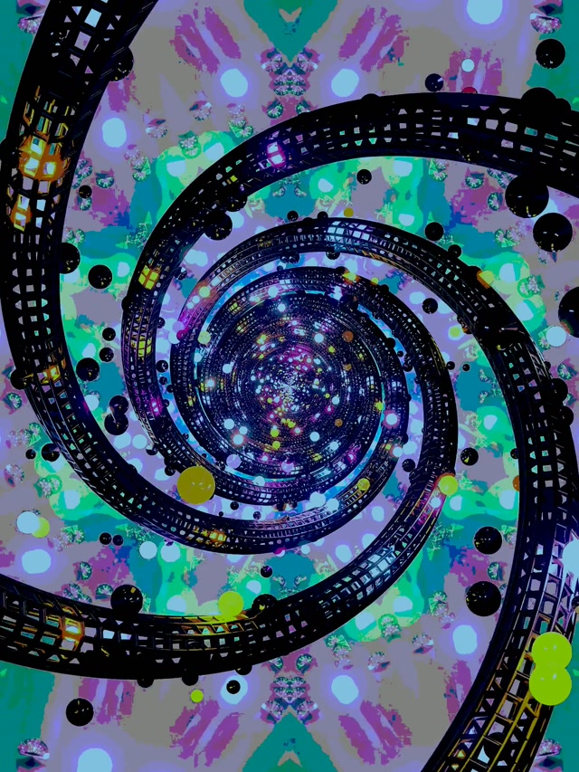 Terowongan Neon Spiral Kaleidoskop VJ Loop 3:4 iPad Portrait 60fps Screensaver