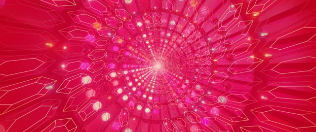 Terowongan Neon Pink Kristal Heksagon Vortex VJLoops 2.39:1 Cinemascope 60fps Screensaver