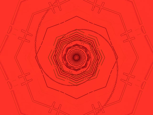 Terowongan Neon Merah Oktagon Vortex Screensaver 4:3 Klasik 60fps VJLoops