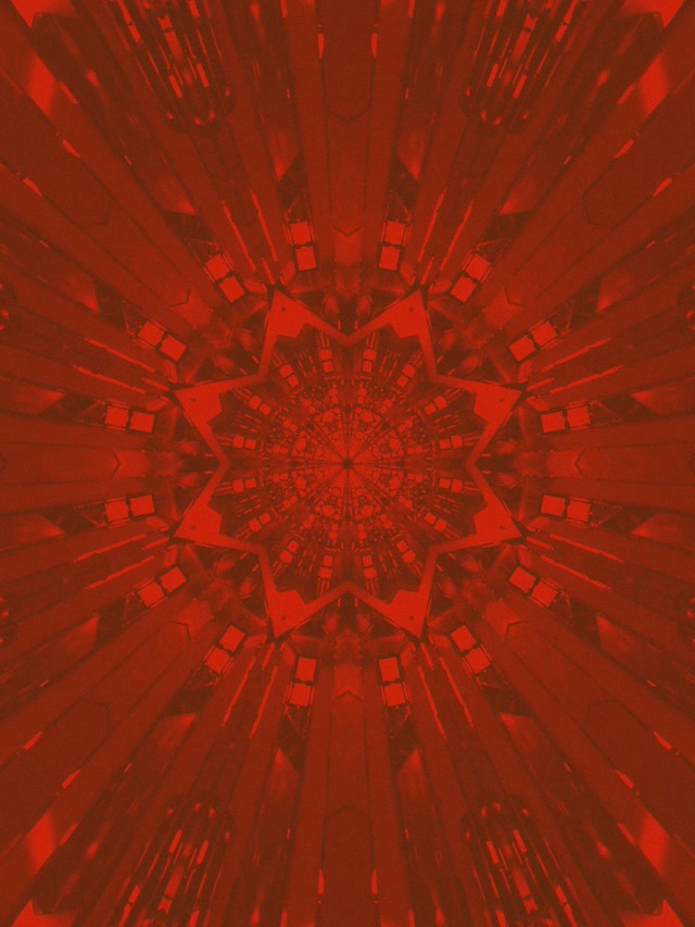 Terowongan Neon Fraktal Merah Kaleidoskop VJ Loop 3:4 iPad Portrait 60fps Screensaver
