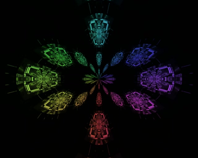 Terowongan Neon Vorteks Silang Pelangi VJLoops 5:4 Industrial 60fps Screensaver