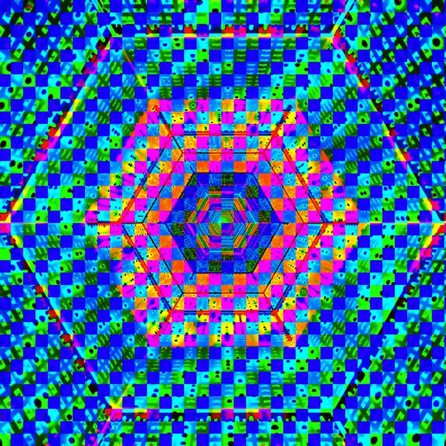 Terowongan Neon Grid Heksagon VJLoops 1:1 Square 60fps Screensaver