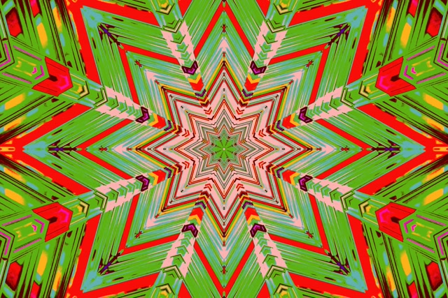 Terowongan Neon Kaleidoskop Bintang Ledakan VJ Loop 3:2 Surface 60fps Screensaver