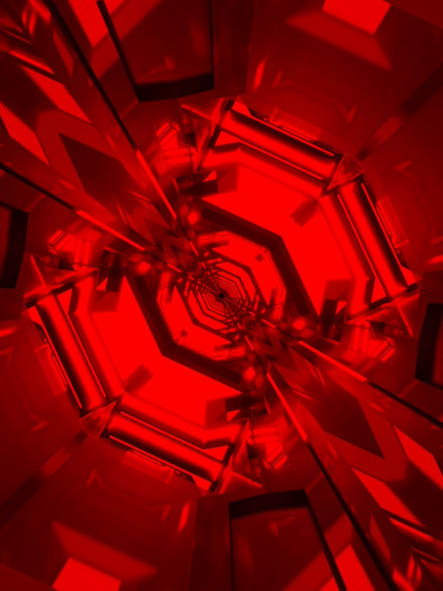 Terowongan Neon Merah Spiral Oktagon Vortex VJ Loop 60fps Screensaver 3:4 iPad Portrait