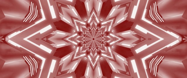 Terowongan Neon Kaleidoskop Bintang Merah VJ Loop 2.39:1 Cinemascope 60fps Screensaver