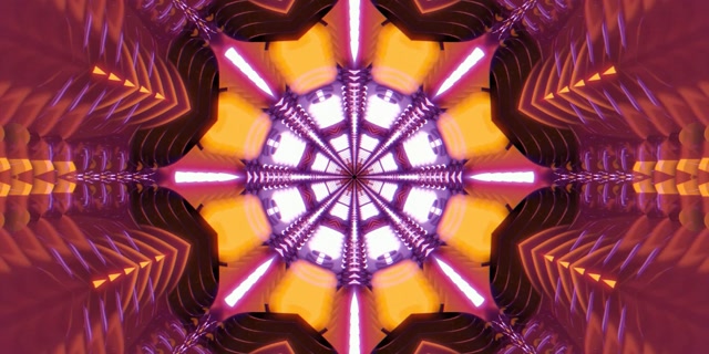Pulsating Kaleidoscope Neon Tunnel | VJ Loop 60fps 2:1 Univisium Screensaver