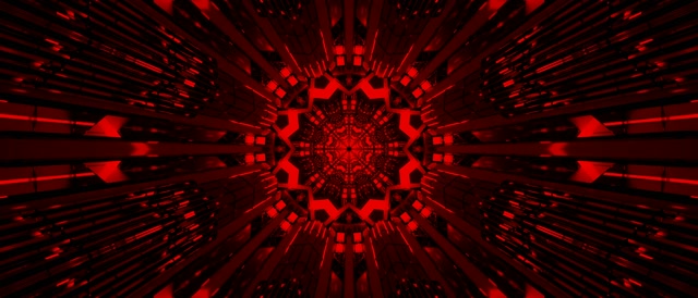 21:9 Cinematic Terowongan Neon Kaleidoskop Fraktal Merah 60fps Screensaver VJLoops