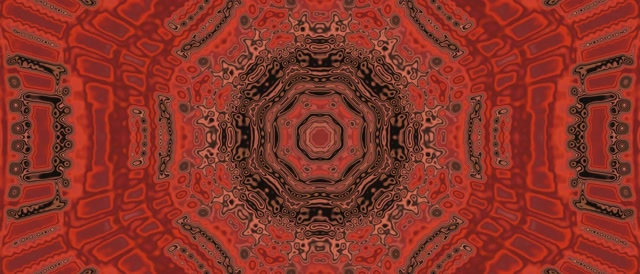 Screensaver Mandala Terowongan Neon Merah 21:9 Ultrawide 60fps VJLoops