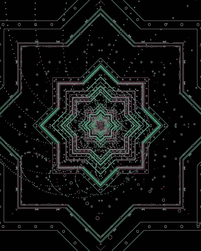 Terowongan Neon Bintang Hijau Screensaver 4:5 Instagram 60fps VJ Loop