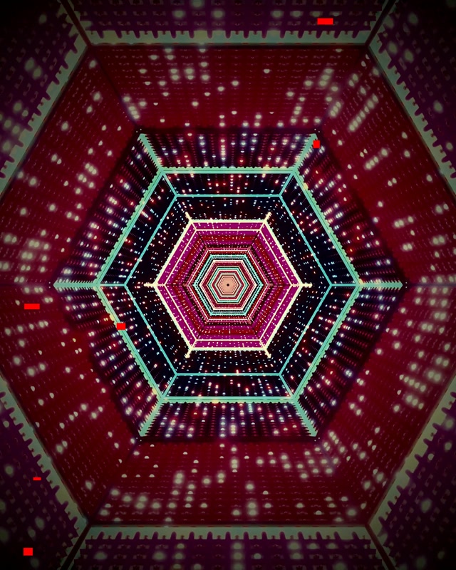VJ loop Terowongan Neon Vortex Heksagon Ungu Merah 4:5 Instagram 60fps Screensaver