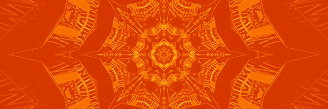 Terowongan Neon Kaleidoskop Bintang Oranye VJ Loop 3:1 Triple Wide 60fps Screensaver