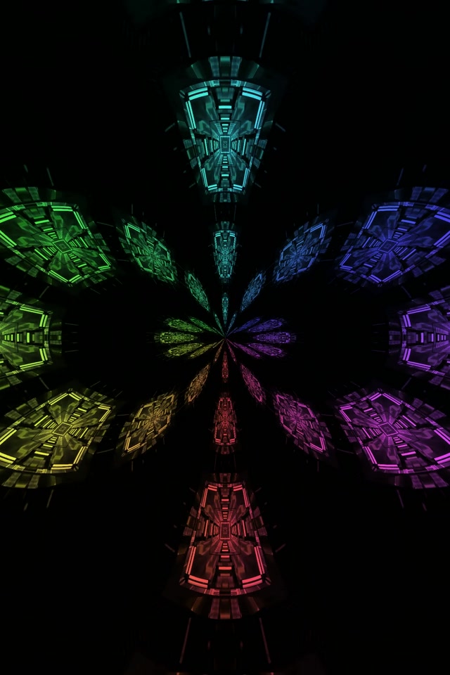 Terowongan Neon Vorteks Silang Pelangi 2:3 Foto Portrait 60fps Screensaver VJLoops