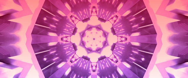 Terowongan Neon Vortex Kaleidoskop Pink Ungu VJ Loop 2.39:1 Cinemascope 60fps Screensaver