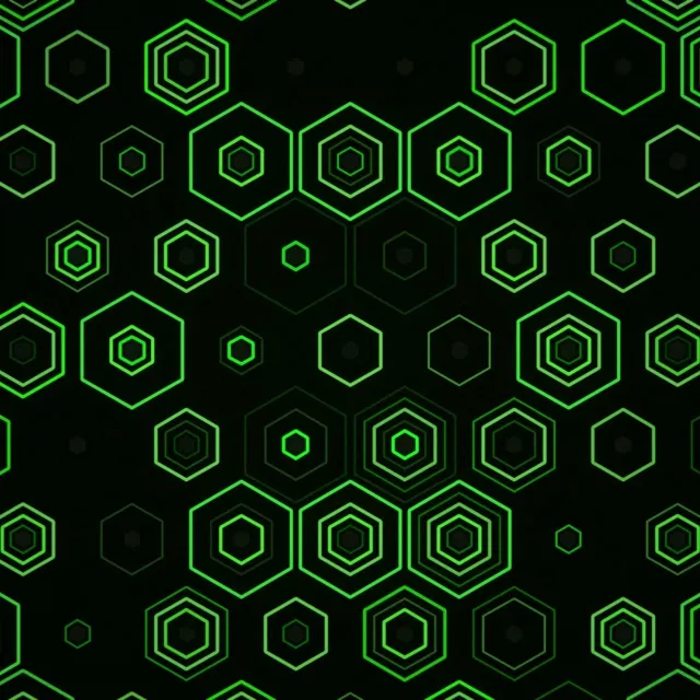 1:1 Square 60fps Screensaver | Neon Green Hexagon Motion Background