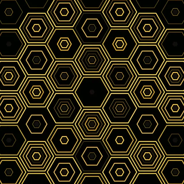 1:1 Square | Golden Hexagon Geometric 60fps Screensaver Motion Background
