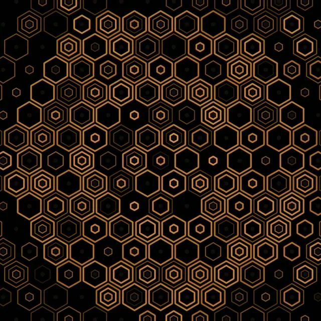 1:1 Square Golden Hexagon Network 60fps Screensaver Motion Background