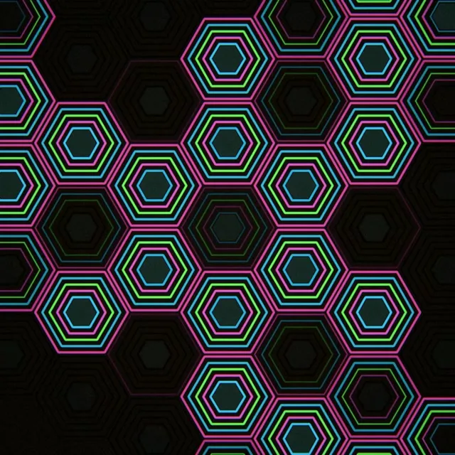 1:1 Square | Neon Hexagon 60fps Screensaver VJ Loop