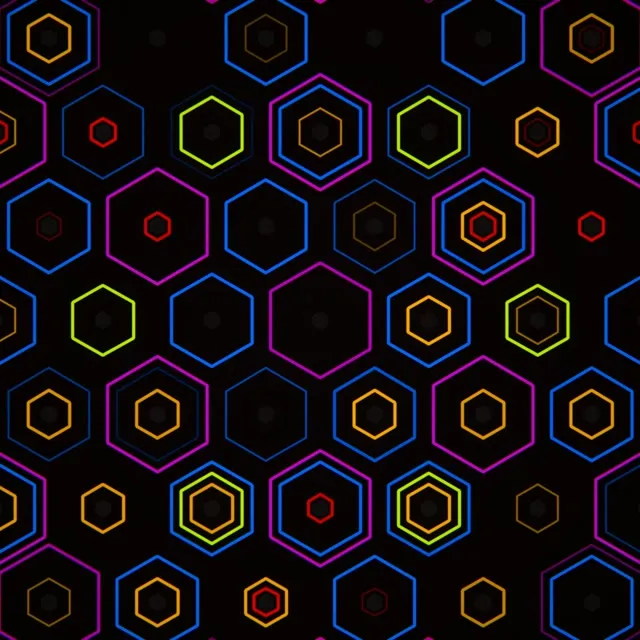 1:1 Square | Neon Hexagon Grid 60fps Screensaver Live Wallpaper