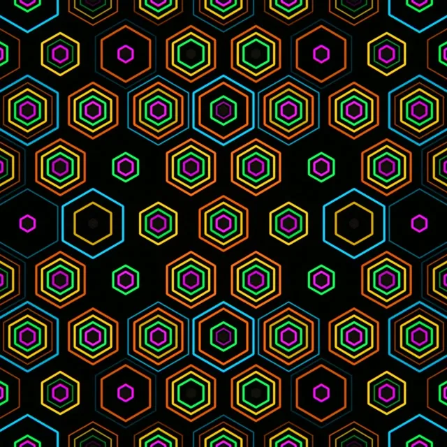 1:1 Square | Neon hexagon pattern 60fps screensaver motion bg
