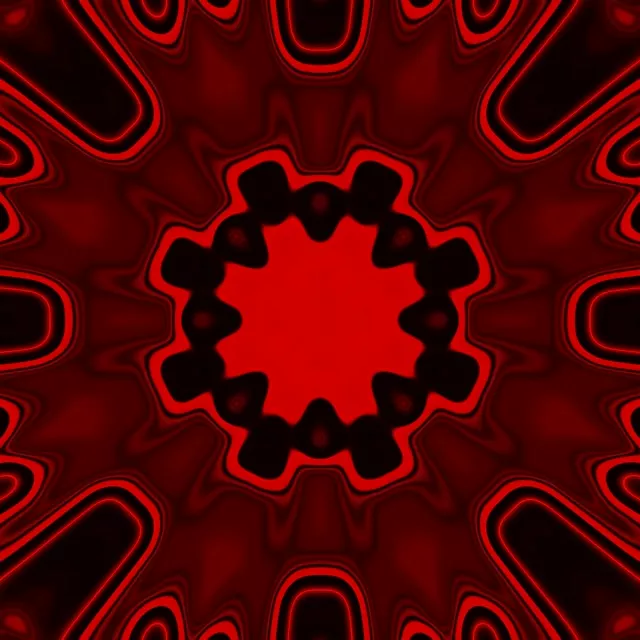 1:1 Square | 60fps Neon Tunnel Screensaver - Red Kaleidoscope Fractal Loop Visual VJ