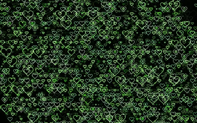 16:10 MacBook | Neon Green Hearts Cascade 60fps Screensaver VJ Loop