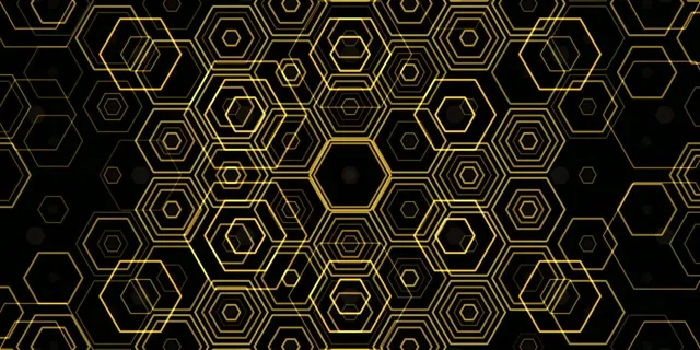 2:1 Univisium | Elegant Gold Hexagon 60fps Screensaver Motion BG